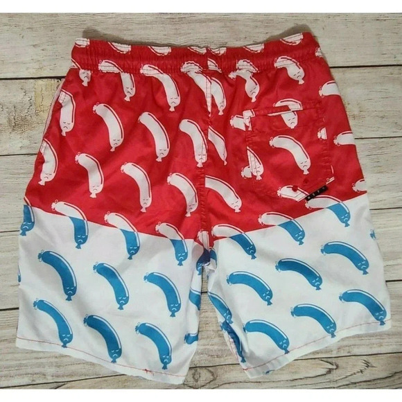 Neff Mens Swim Shorts Trunks Medium Red White Blue - Picture 2 of 4